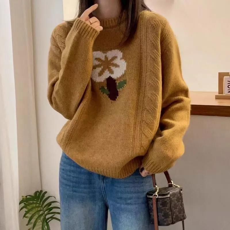 weater for Women Autumn Winter Thickened Pullover Warm Knitted Stretchy Long Sleeve Oversize Jumper Tops