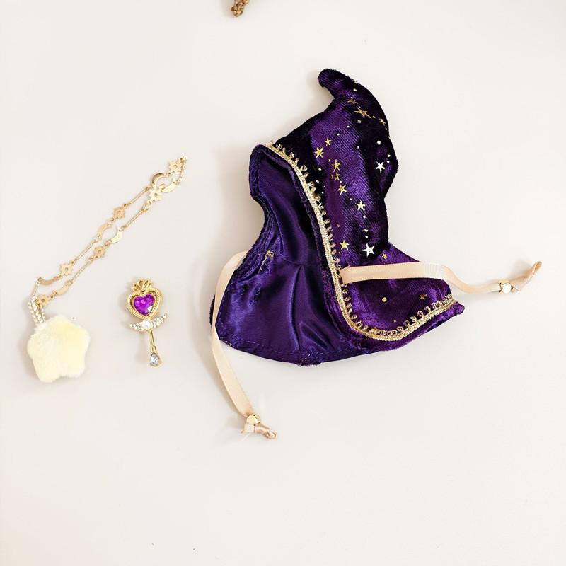 [cloth Only] Three-piece Magic Cloak Set for 10cm Dolls, Halloween Capes Cloaks Magic Hat Set Accessory.