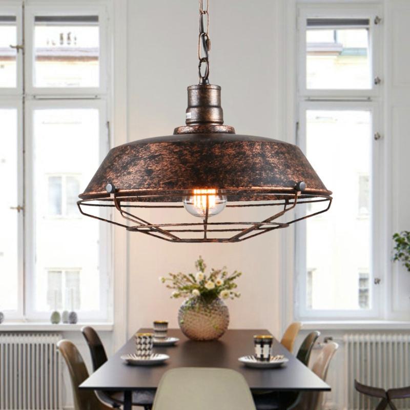 Vintage Metal Pendant Lamp Shade Soft Ambients Lighting Metal Texture Suitable for Kitchen Dining Room Decoration