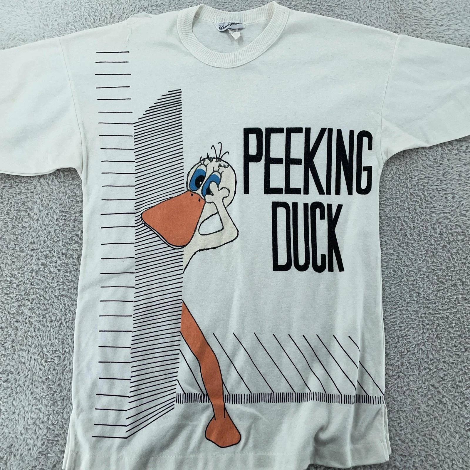 Vintage Peeking Duck Shirt Medium Funny Pun Made USA Cartoon Peking L
