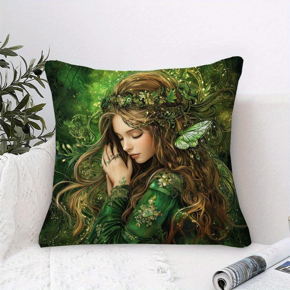 1Pc, Short Plush Decorative Pillow Cover, Virgo The Meticulous Healer Pillowcase, Single-Sided Print, 18" X 18", Suitable For So