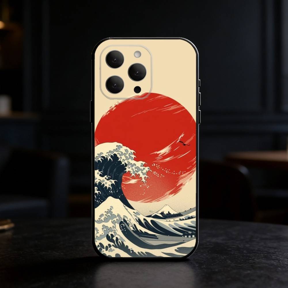 

Great Wave Off K-Kanagawa Phone Case For iPhone 17,16,15,14,13,12,11 Plus,Pro,Max,Mini Silicone black Soft Cover iPhone16