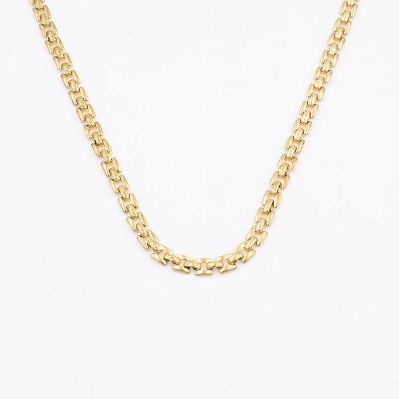 Hip Hop Exaggerated Metal Vintage Cuban Chain Braided Strap Thick Chain Neutral Wind Necklace Bracelet Set