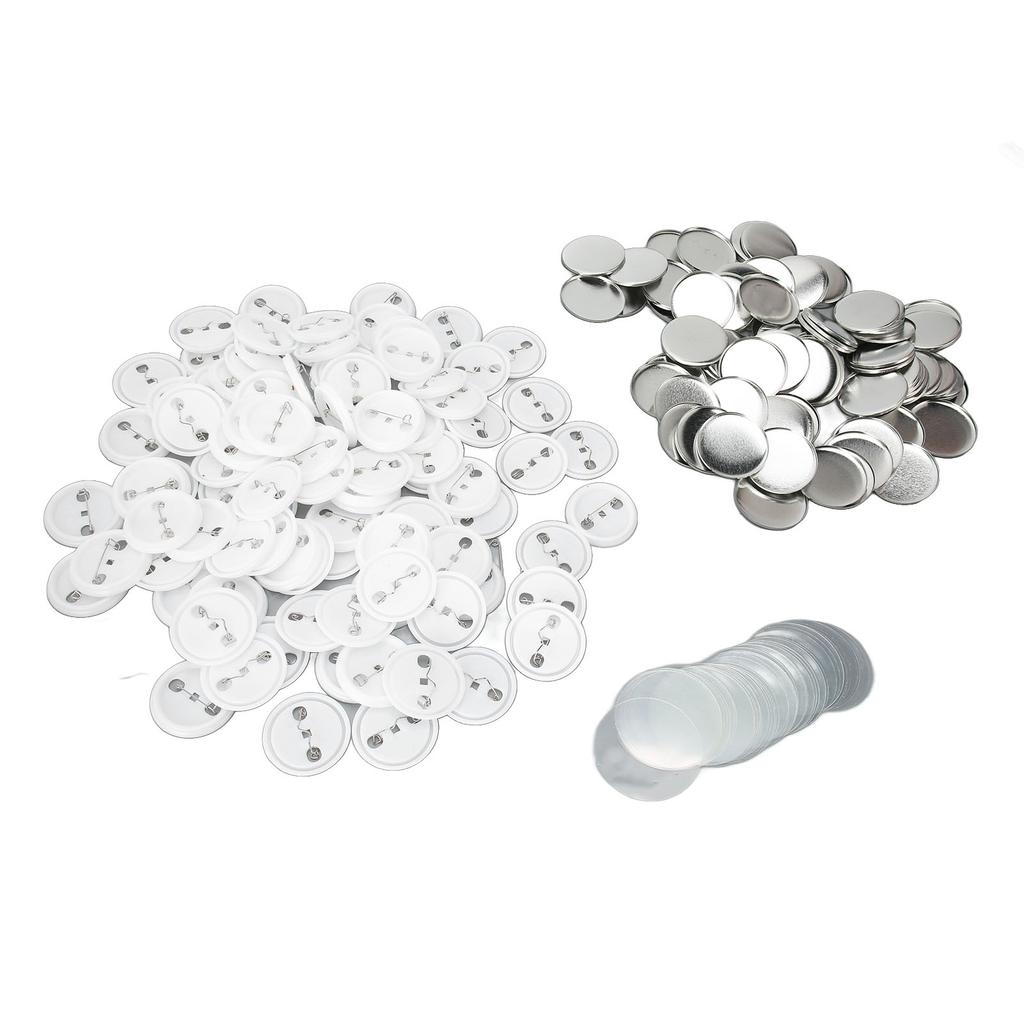 100 Set Pin Back Button Parts Tinplate Plastic Base Rustproof Widely Used Button Making Supplies for