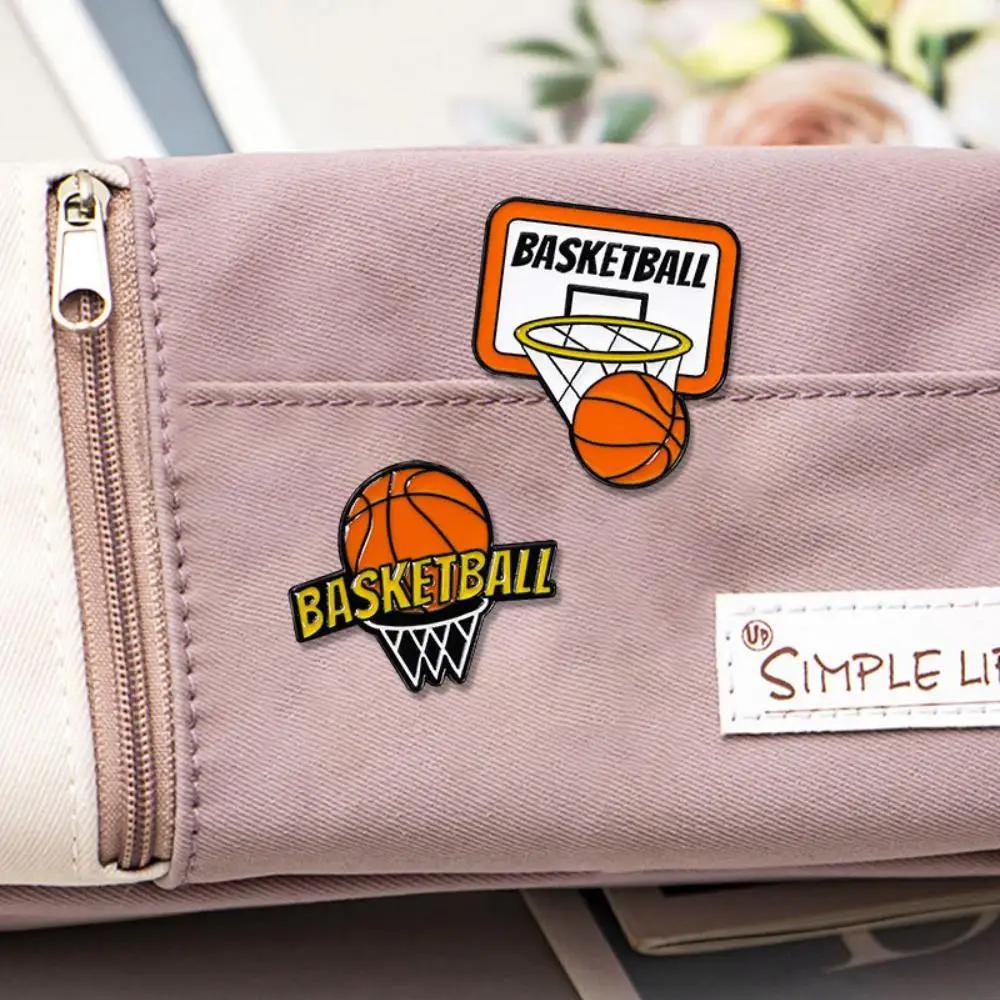 1pc Creative Basketball Enamel Brooch Flame Game Time MVP Crown Basketball Sport Metal Badge Punk Clothing Lapel Pins Jewelry