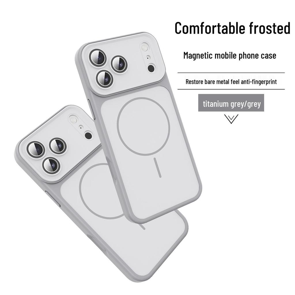 iPhone 17 Pro Max Magnetic Skin-Feel Two-Tone Protective Case with Large Frosted Window