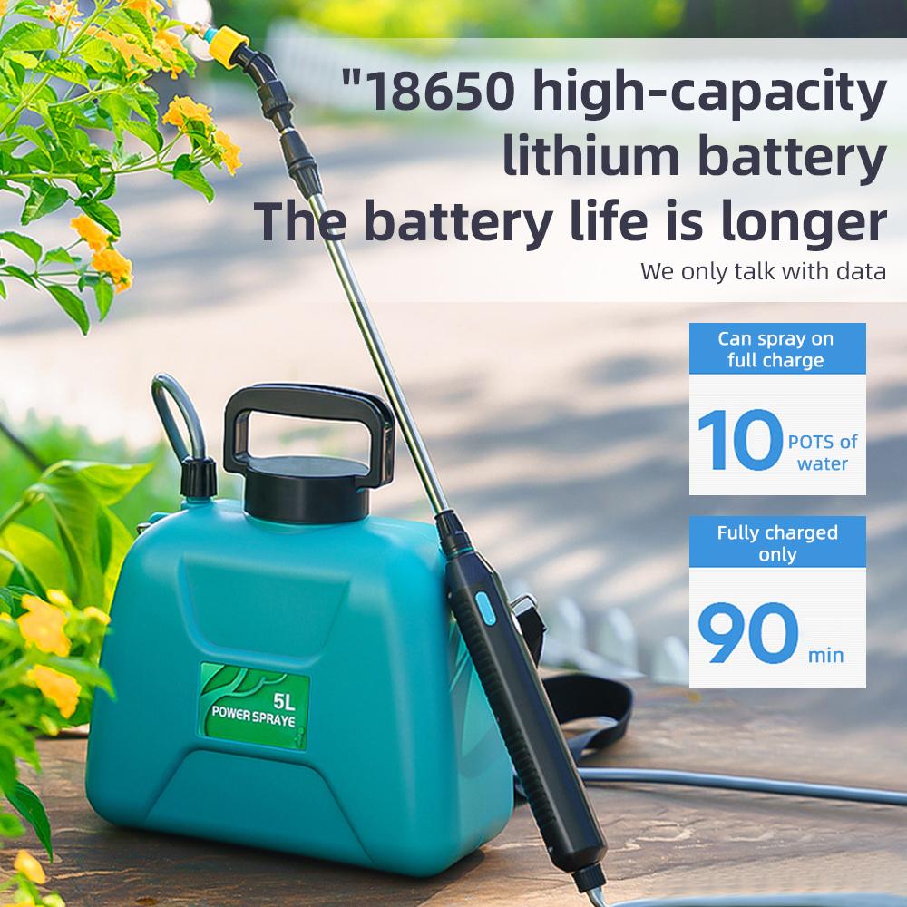 Batteriebetriebenes Sprühgerät 1,32 Gallonen/5L USB wiederaufladbares tragbares Gartensprühgerät mit Teleskop