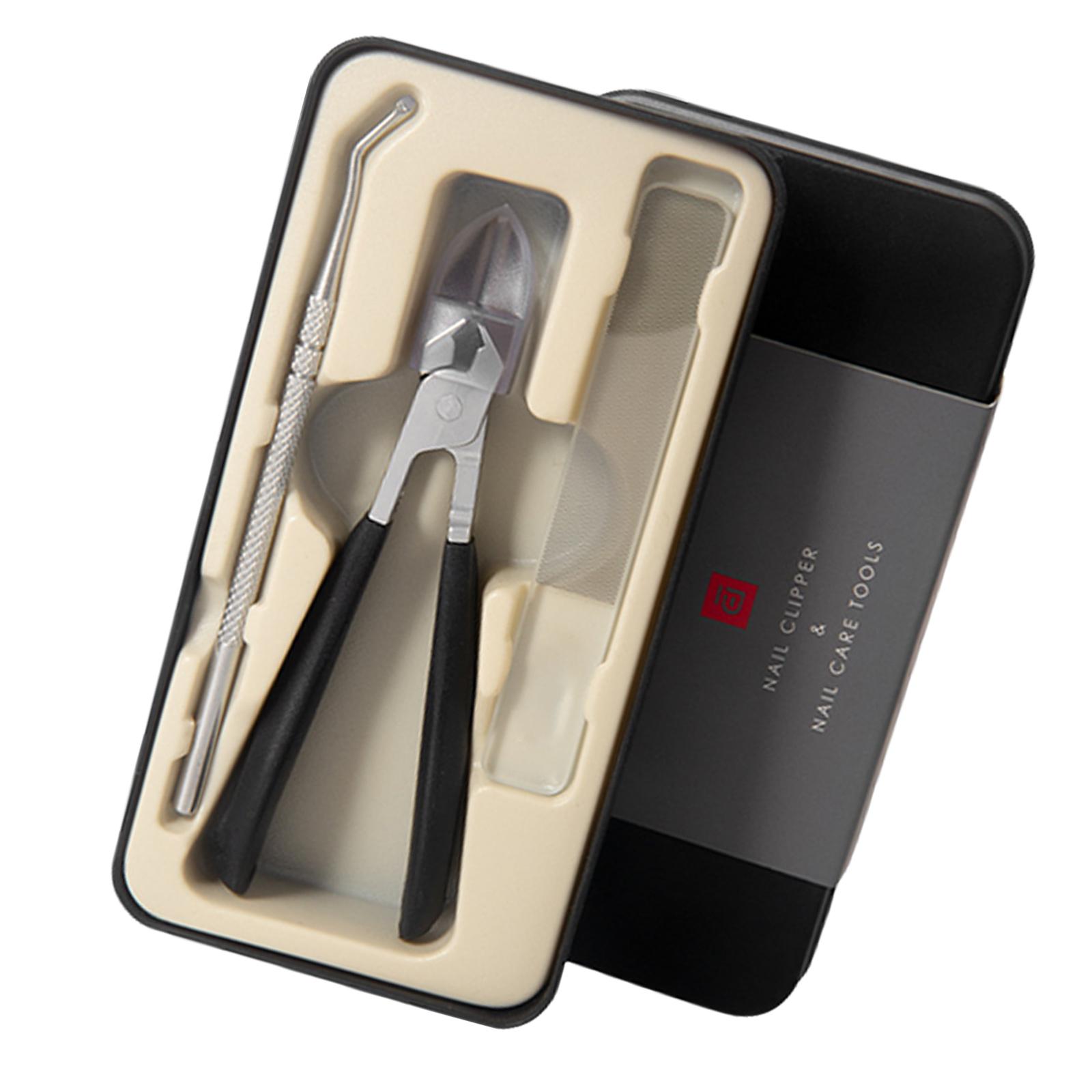 

3Pcs Professional Precise Toenail Clippers With Anti Splash Ergonomic Grip Grooming Accessories For Thick Nails Care чёрный