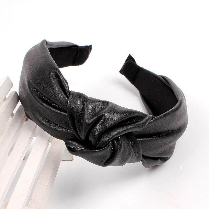 Fashion Women Leather Hairbands Bow Hairband Solid Color Cross Knot Women Hair Head Hoop Hair Bands for Girls Hair Accessories
