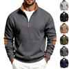 Men's Retro Patchwork Half-Zip Sweatshirt with Stand Collar for Fall Winter Casual Wear