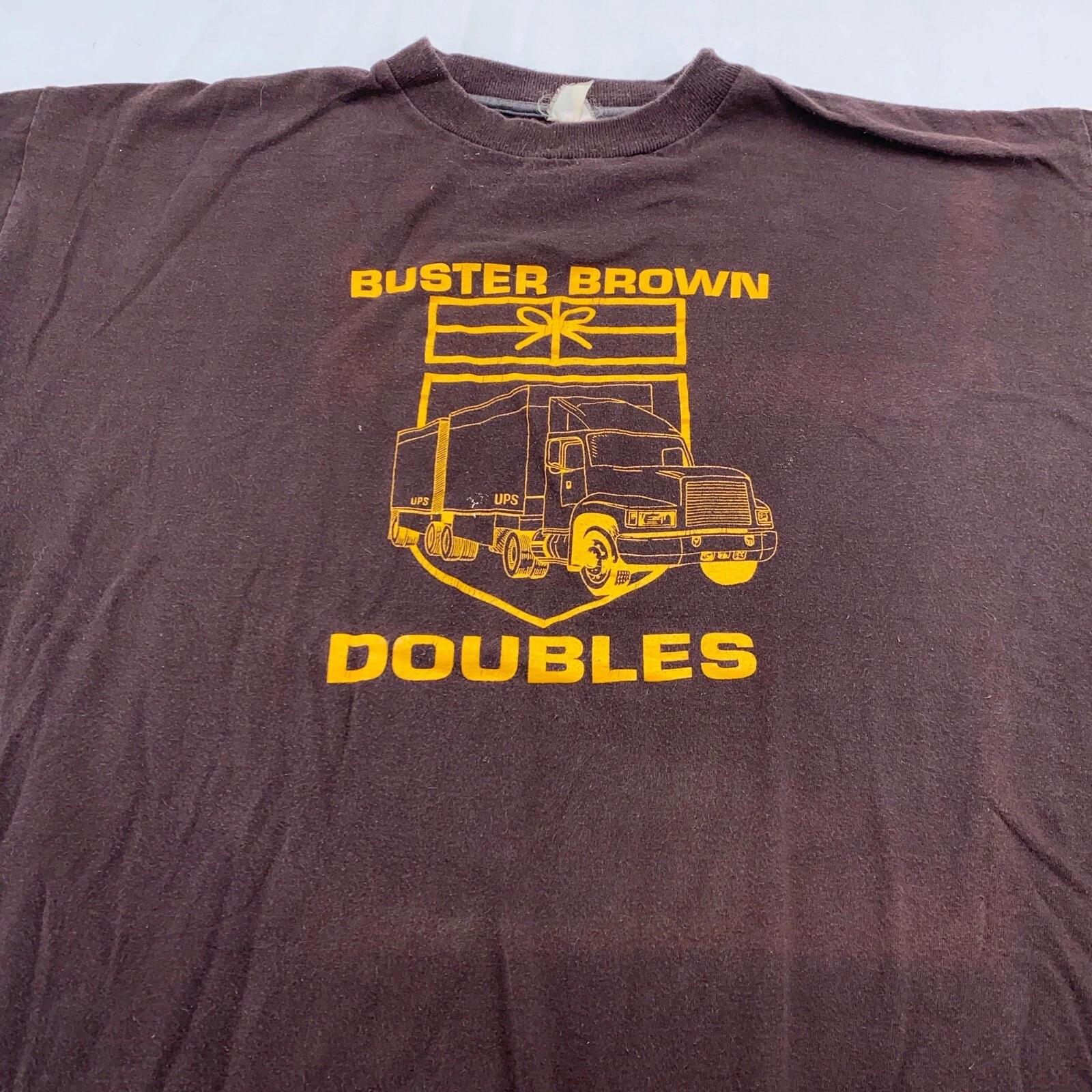 

vintage 80s BUSTER BROWNS DOUBLES T-Shirt LARGE trucking 2XL