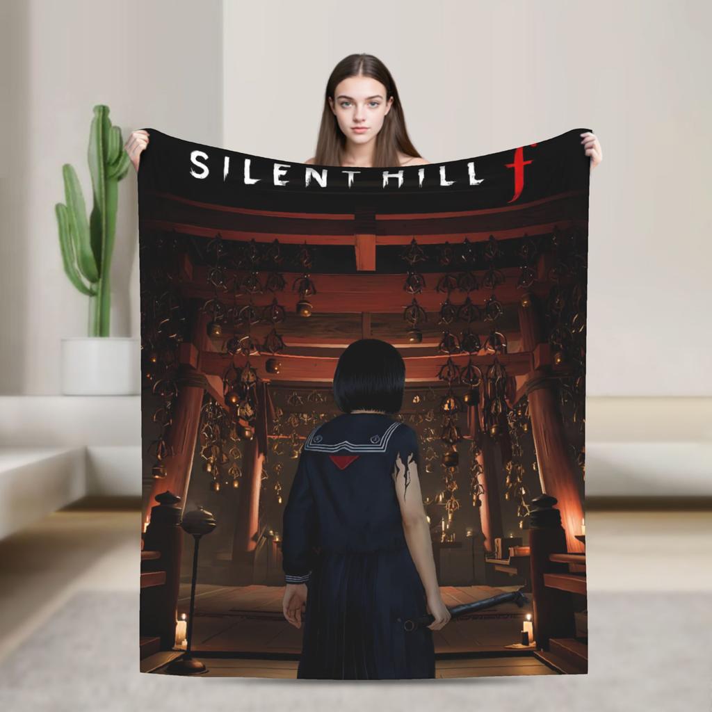 Silent Hill F Blanket Horror Game Super Warm Funny Plush Throw Blanket For Couch Bed Camping Flannel Bedspread Bed Cover