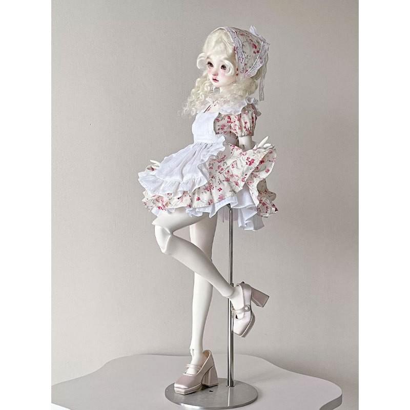BJD Doll Clothing Set 1/4 Scale Dolls - Cute Floral Outfit In Blue Or Pink Fabric Material No Included