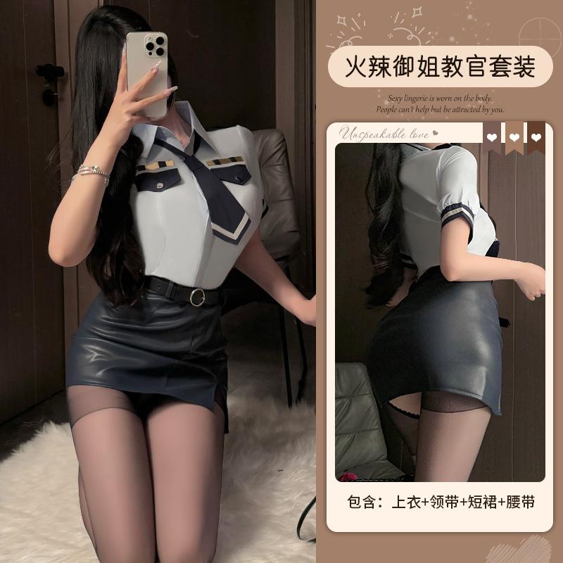 Xianyi Erotic Underwear Pure Desire To Wrap Buttocks Stewardess Uniform Large Size Seduction Policewoman Sexy Suit Nightclub Clothes 598