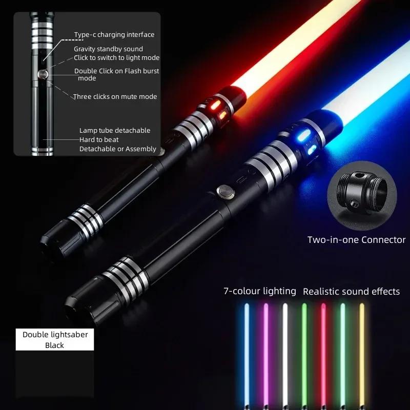 Upgraded Version Gravity Sensing Lightsaber 2 In 7-color Metal Laser Sword Rechargeable Toy Party Glow Swords Txqsaber