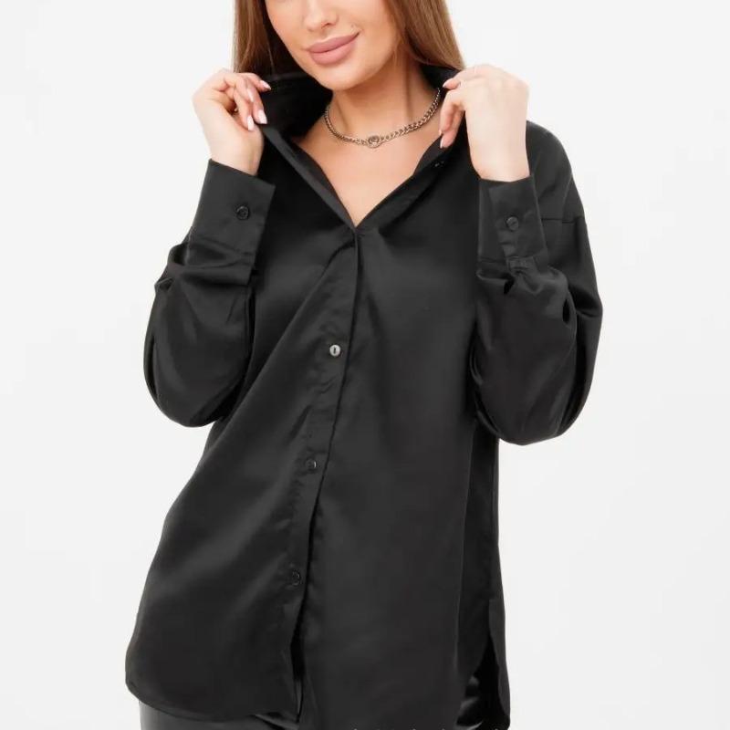 Frühlings- und Herbst Langarm Locker Damenhemden Einfache Mode Büro Damen Übergröße Damenblusen Lässige Oberteile Knopfleiste Revers Damenhemd 26016