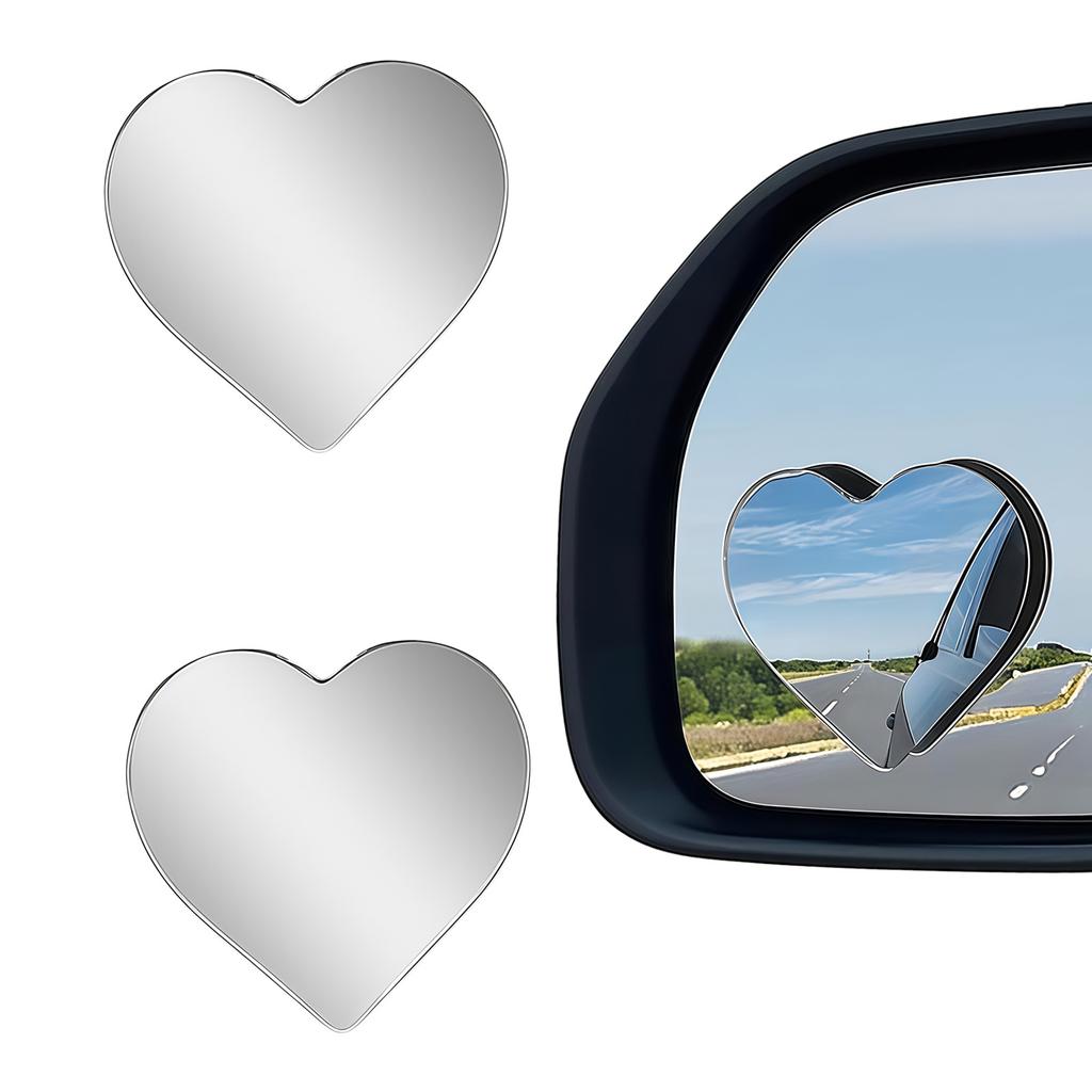 Adhesive Heart Shaped Blind Spots Mirror No Tool Needed Wide Angle Blind Spots Mirror Simple Installation for Quick Setup