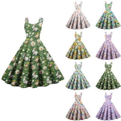 Damen Casual Fashion Print Sexy Off Shoulder Punk Retro Kleid Retrokleid Kleid