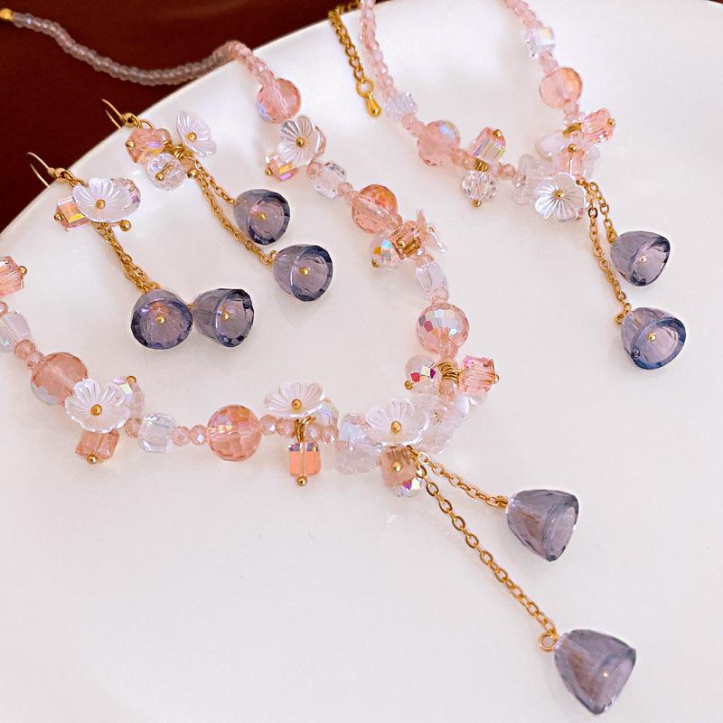 Boucles d'oreilles élégantes rétro en cristal à pampilles de fleurs - Argent sterling pour femmes