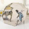 1 Vintage Alice 8-Rippen Winddichter Regenschirm - Künstlerischer Und Stilvoller Automatischer Faltbarer Reise-Regenschirm mit Cartoon-Muster-Design, Hergestellt aus Langlebig