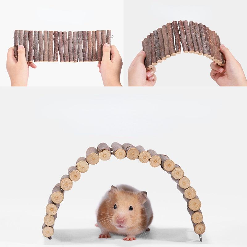 Wooden Hamster Ladder Bird Ladder Climbing Ropeway Pet Training Parrot Boardwalk Parrot Bird Toy Long Climbing Ladder 50cm