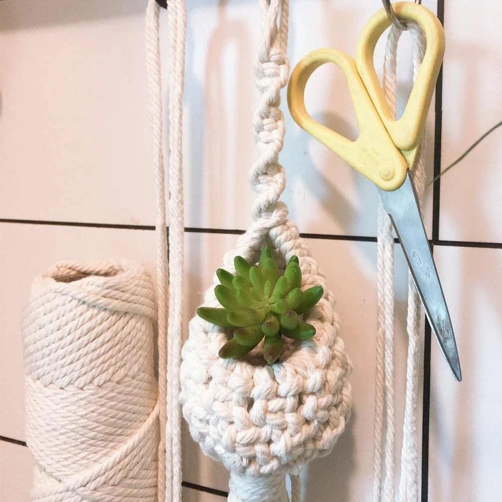 Fir Macrame Bumbac Fir Bumbac Natural Frânghie Bumbac Răsucit Fir Moale Bumbac Șnur DIY Agățătoare de Perete Agățătoare Plante Meșteșug Tricotat Fir Meșteșug