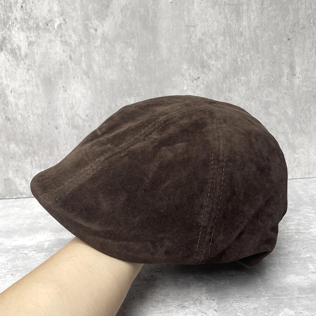 Deepened Version Of The Face Small Suede Texture Forward Hat Women'S 25 Beret Vintage British Newsboy Hat