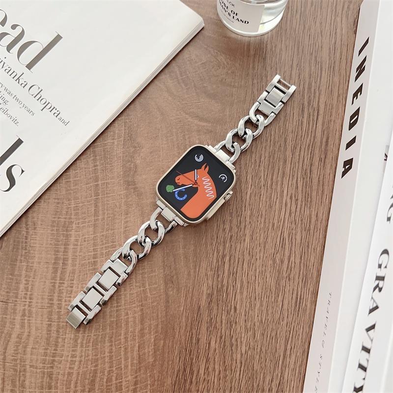 

Для iWatch новейшая женская джинсовая цепочка из нержавеющей стали, ремешок для Apple Watch Series Ultra 49 мм, 41 мм, 45 мм, 44 мм, 40 мм, 42 мм, 38 мм For 38mm/40mm/41mm серый