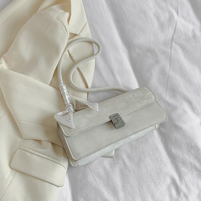 Borsa a tracolla da donna con sciarpa di seta retrò, borsa da viaggio casual, borsa a mano, borsa da donna con patta dal design minimalista