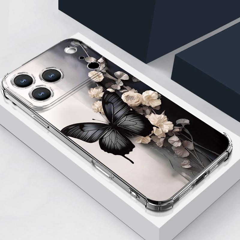 Multi-color Butterfly Pattern Case For iPhone 17 Pro Max Coque iPhone 16 15 14 13 Pro Max 11 Shockproof Clear Soft Silicone Cover