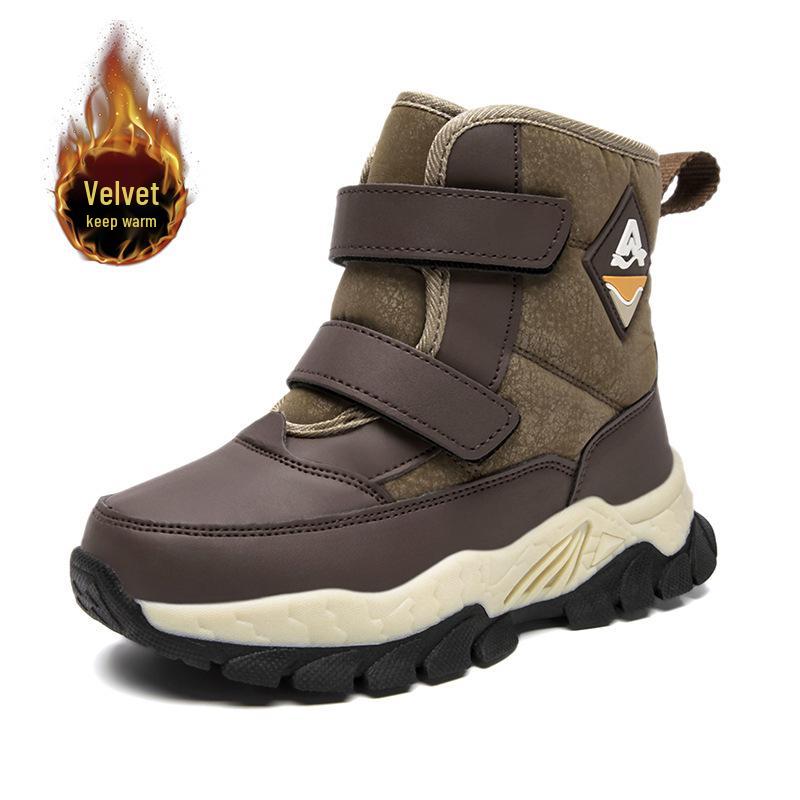 Winter 2025 Boys  Non-Slip Mid-Calf Velvet-Lined Snow Boots Size 39