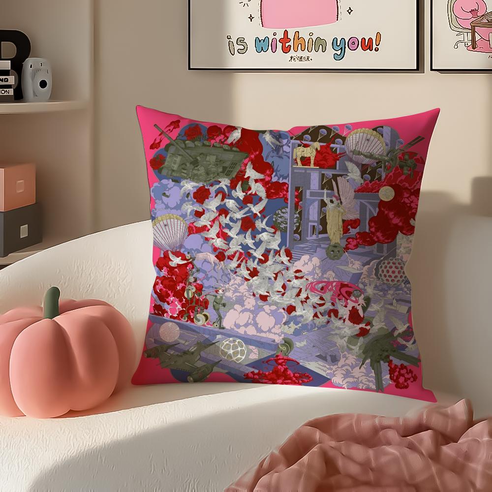 Cambodian Buddha Print Art Cushion Cover Pillowcase Short Plush Invisible Zipper Room Sofa Cushion Cover