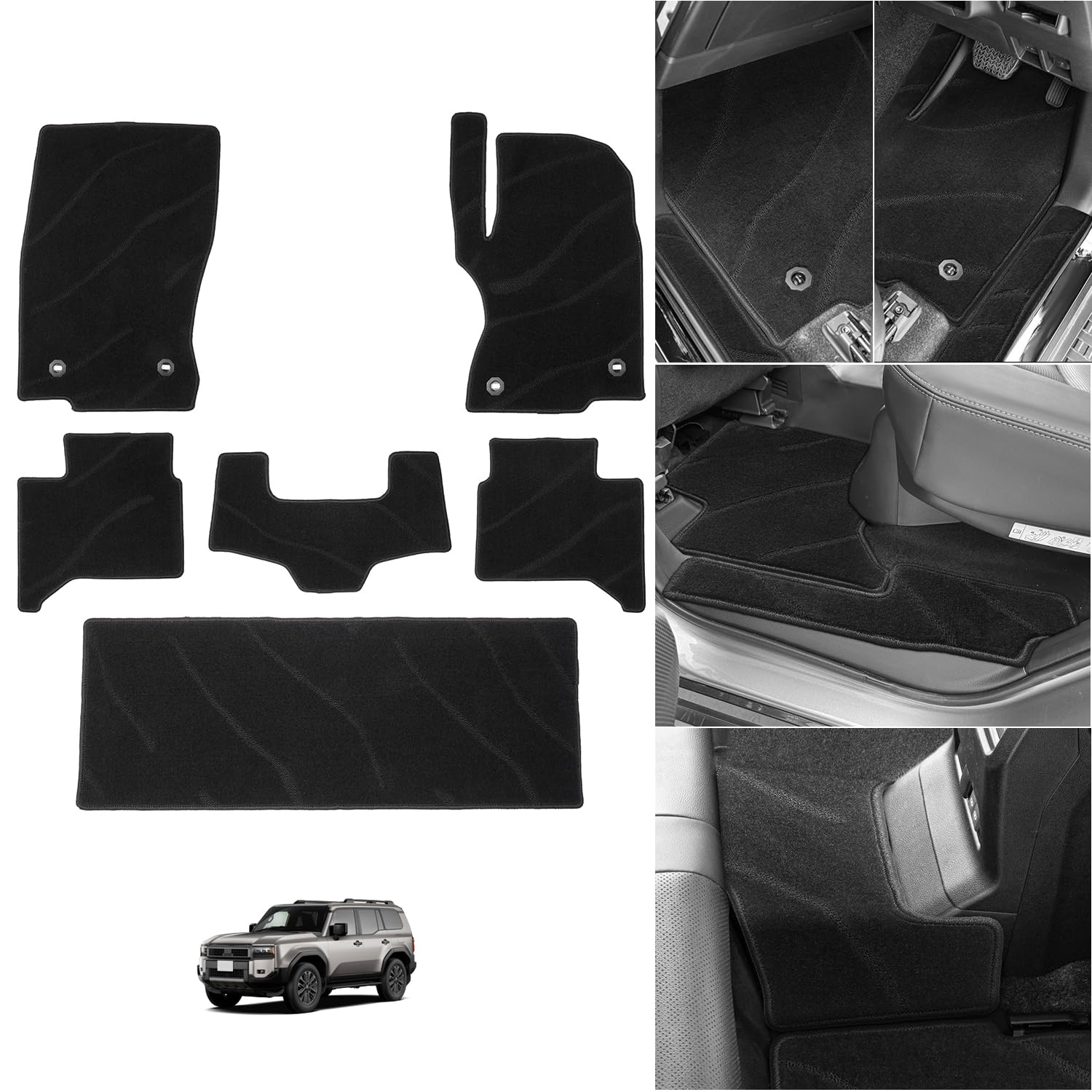 

AUTO SPEC Wave Pattern Floor Mats and Second Floor Mats for Toyota Land Cruiser 250 Series TRJ250W April 2024 Entrance Threshold Custom Interior Easy чёрный
