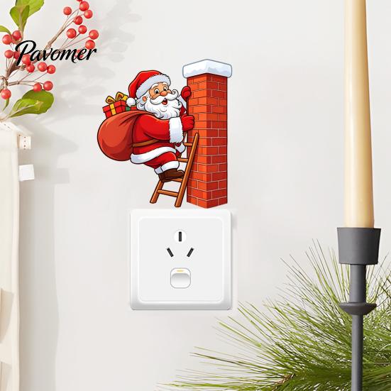 Decorative Christmas Wall Stickers Santa Claus Switch Sticker, Light Decal for Xmas Holiday, Holiday Sticker Removable Self-Adhesive Living
