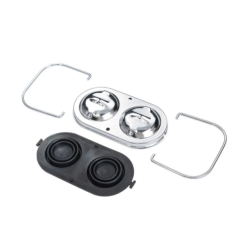 Chrome Brake Master Cylinder Cover Kit with Gaskets and Bails Replacement for Chevrolet Corvette 1967-1982, Polished Finish Reservoir Cap Accessory