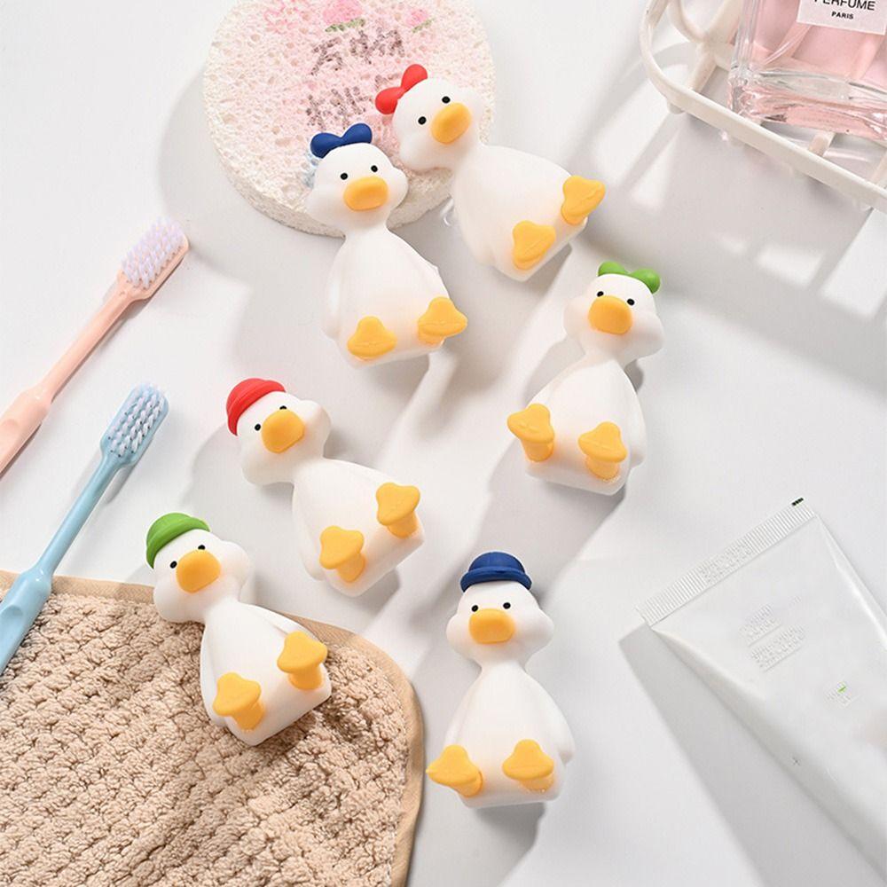 Silicone Duck Toothbrush Holder Perforation Free Toothbrush Rack Suction Cup Storage Hook  for Home