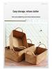 Japanese Straw-Woven Storage Basket for Snacks, TV Accessories, Cosmetics, and Masks