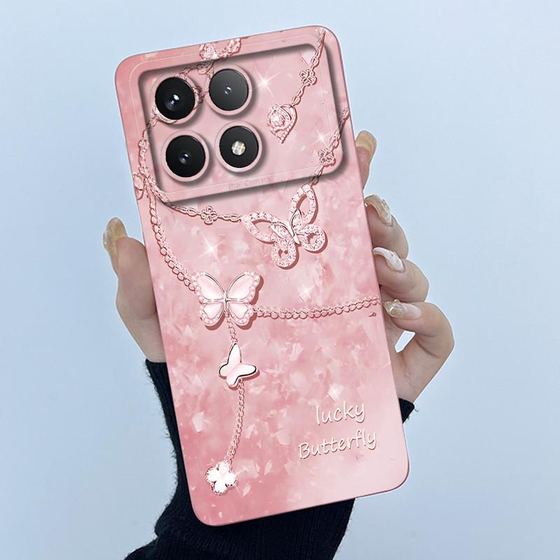 For Xiaomi Poco X6 Pro 5G Case Poco X6Pro Back Cover Fashion Simplicity Floral Soft Liquid Silicone Shell For PocoX6 Pro Fundas
