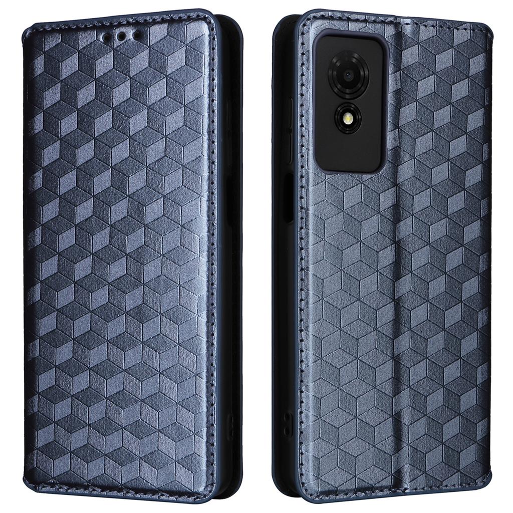 For TCL 501 T433D Case Rhombus Imprinted Phone Cover with Wallet Card Slots