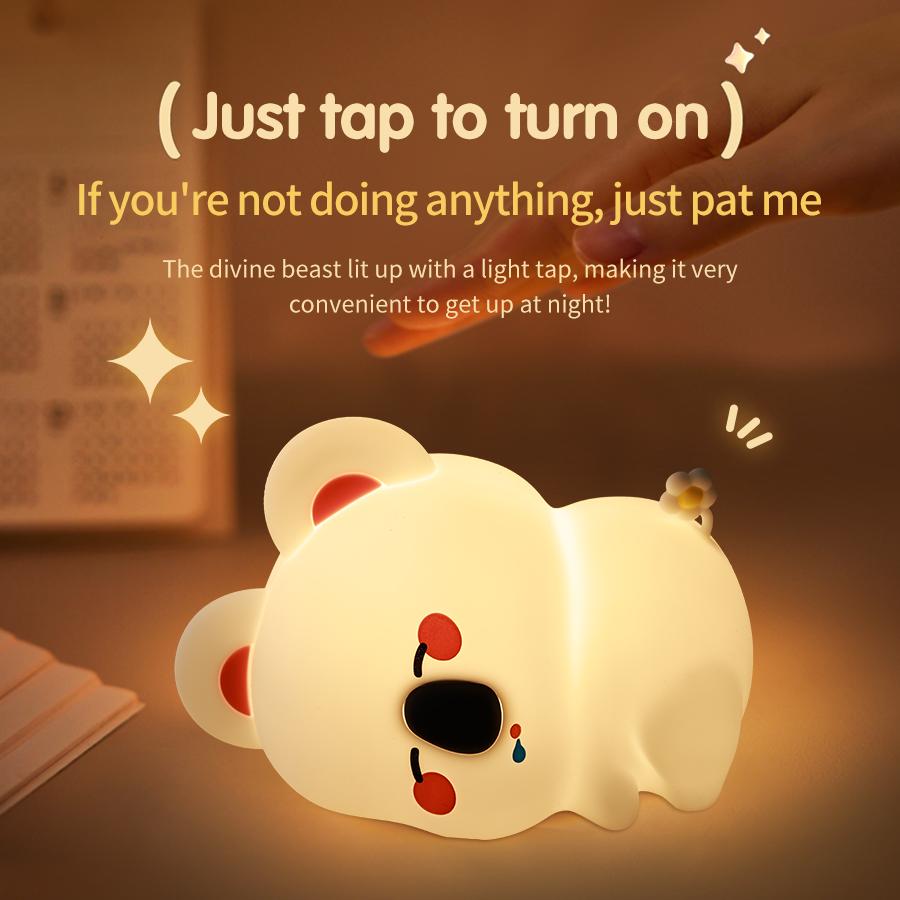 Cute LED Night Light Koala Silicone Touch Bedside Nightlight USB Rechargeable Timing For Kids Birthday Gift Bedroom Decoration