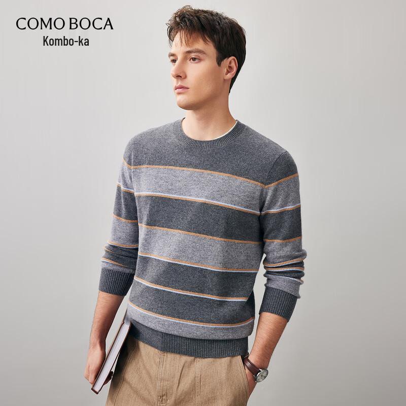 

Comon Boca Men s Striped 100% Cashmere Round Neck Sweater XL