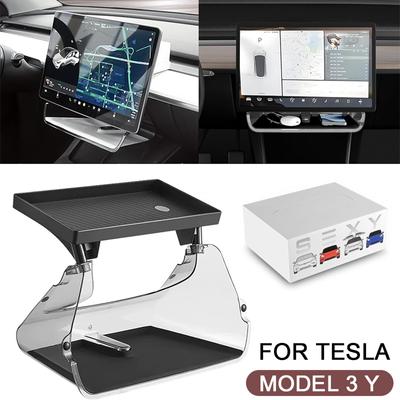 Für Tesla Model 3 Y Mittelkonsolen-Aufbewahrungsbox, magnetische Aufbewahrungsbox unter dem Bildschirm, Auto-Armaturenbrett-Organizer, Taschentuchhalter, Handschuhfach