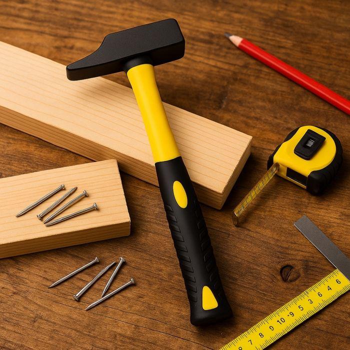 Marteau de Menuisier - BOXBRICO - Rivoir - 34 cm - 800 g - Manche Ergonomique Jaune et Noir