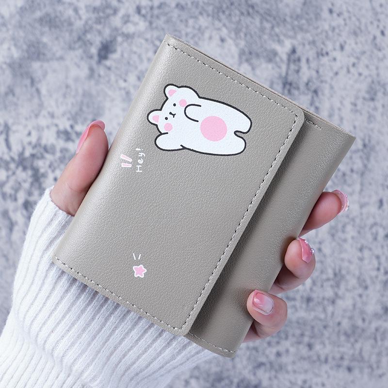 Korean Style Cute Tri-fold Wallet for Women - Short, Printed, Multi-Card Coin Purse