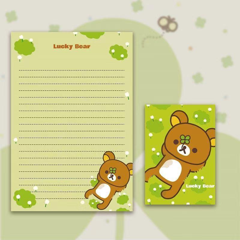 Lucky Bear Letter Paper - Cute Cartoon Birthday Greeting Card for Bestie