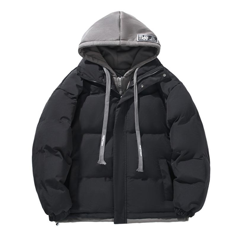 Men's cotton clothes fashion student thickened bread clothes jacket hooded warm cotton-padded clothes fake two-piece cotton-padded clothes men