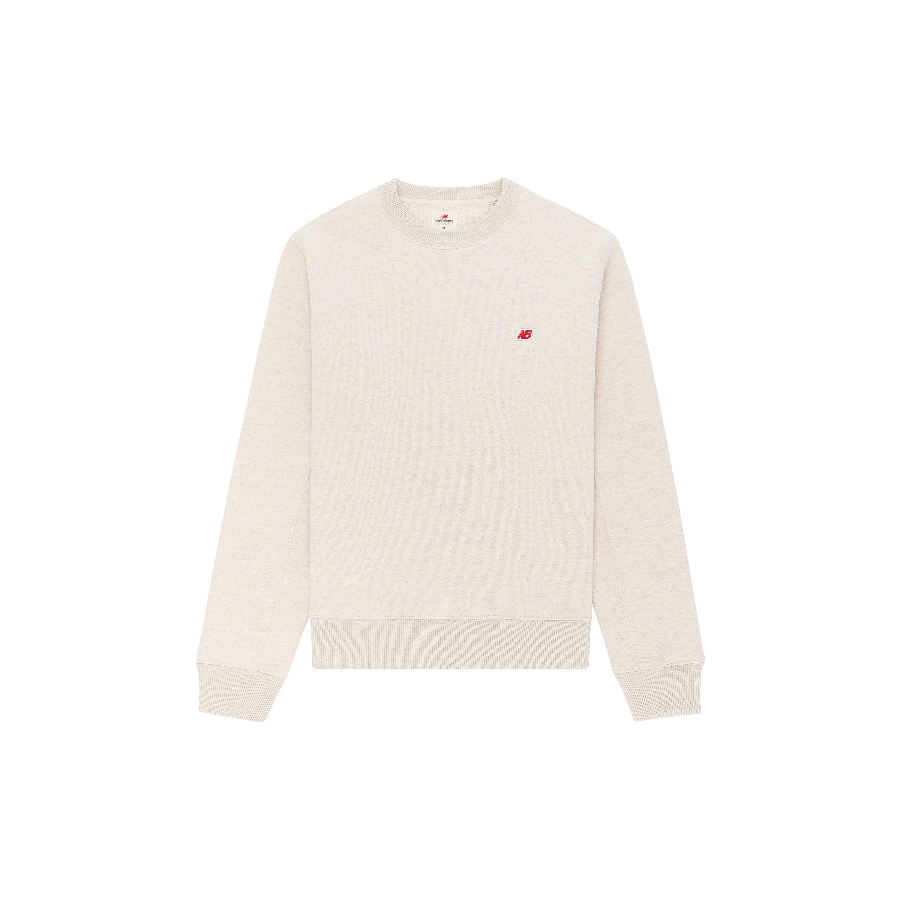 New Balance MADE in USA Core Sweatshirt Asia Sizing Oatmeal Heather Men s MT21541-OTH S