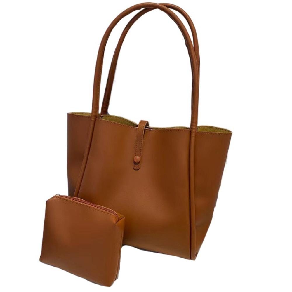 French Style PU Leather Shoulder Bag Simple Casual New Design Tote Bag Retro Underarm Bag  Travel