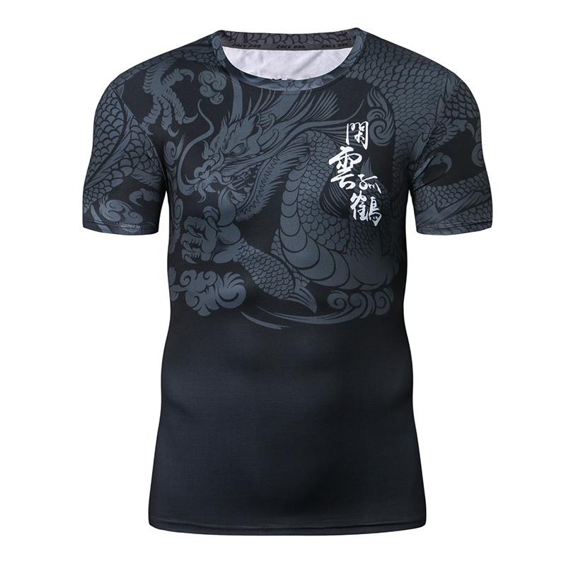Retro 3D Printed Dragon Tiger T-shirt for Men Summer Fitness O Neck T Shirts Quick Dry Loose Tees Harajuku Tee Gym Male Tshirt