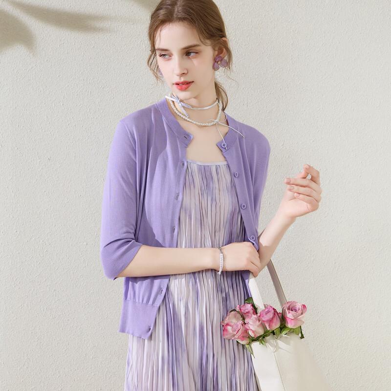 TUHUANG Damen Eleganter Gerippter Strick-Cardigan mit 3/4-Ärmeln